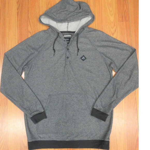 Rvca Hoodie Henley Sweatshirt Dark Gray 